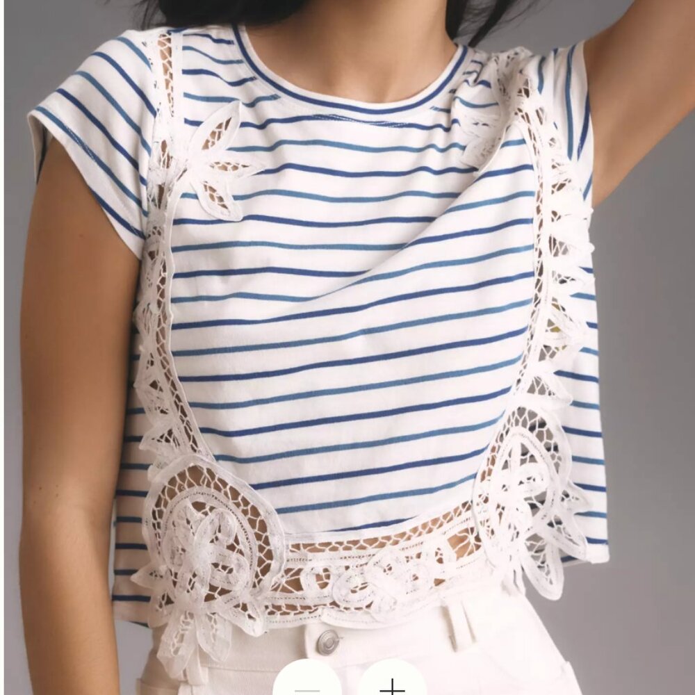 SOLD - NWT Anthropologie Maeve Lacey Stelline cotton striped Top S new with tag